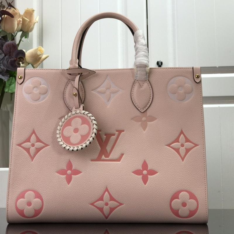LV Handbags Tote Bags M45595 full leather embossed gradual blush pink